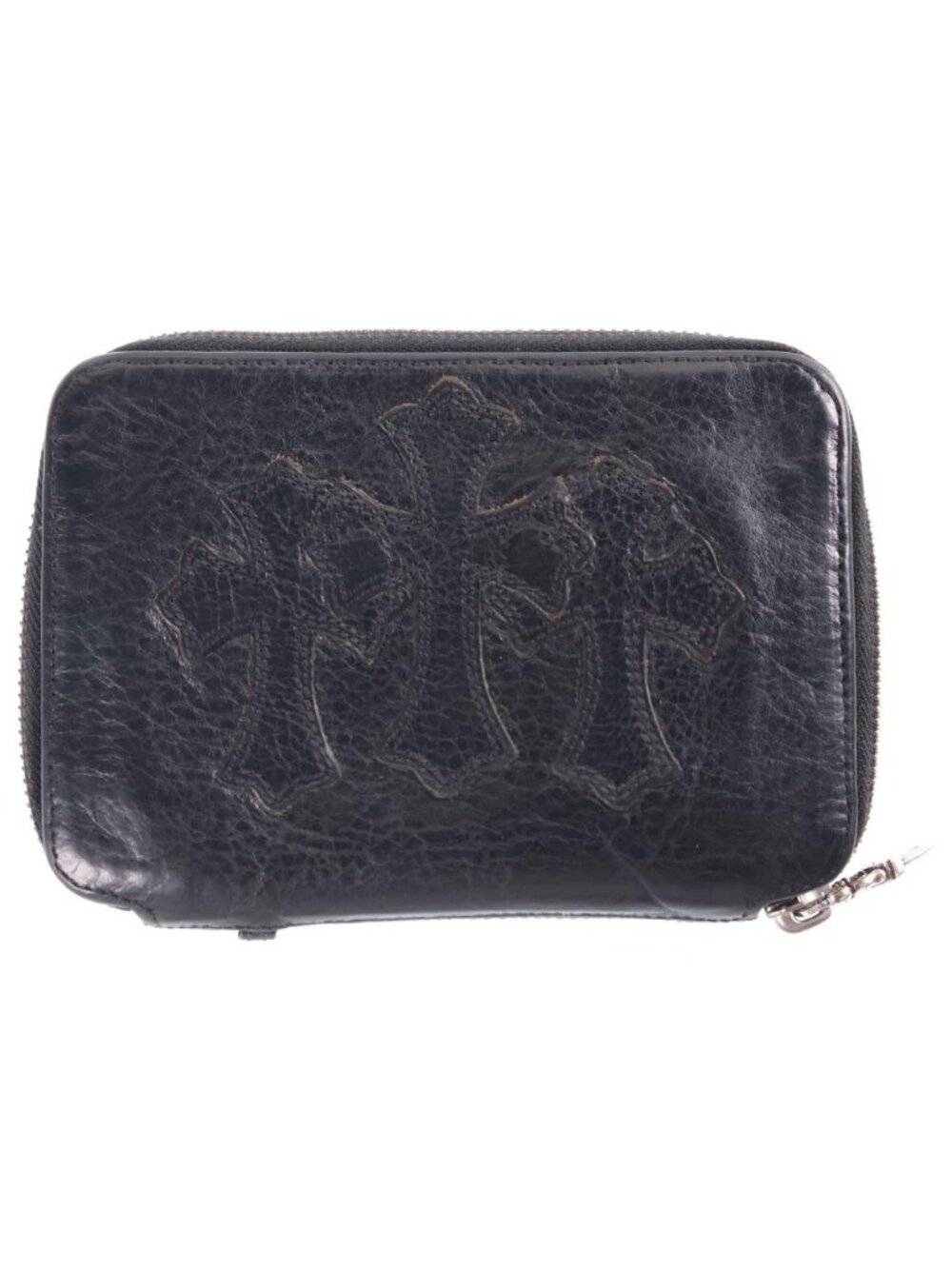 Chrome Hearts Bank Robber Leather Wallet Black with Cross Patch